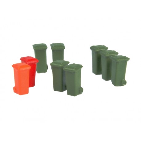 100L Containers green, red and orange