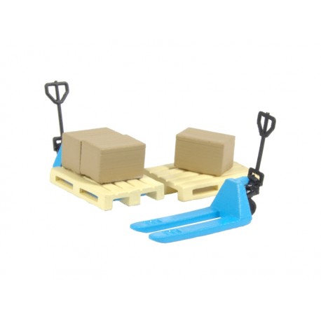 Pack de logística amb 2 transpalets blaus
